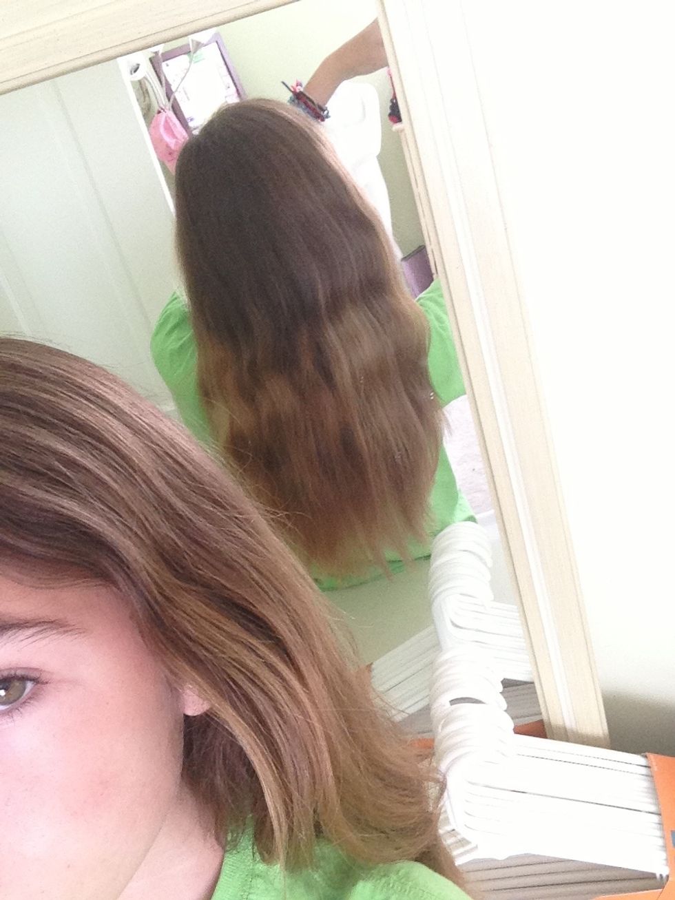 Here's the view from the back! It has faded ALOT since I got it done, so don't be alarmed if its really blonde after you get it done. Trust me, it will fade! If you were like me, I freaked out haha!