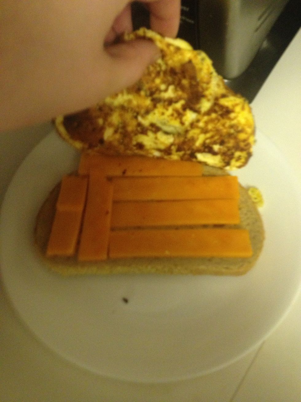 Here's what I do with the bacon, in case you were curious. Healthy rye bread, cheese, and some crazy egg/Greek yogurt/chia seed omelette.