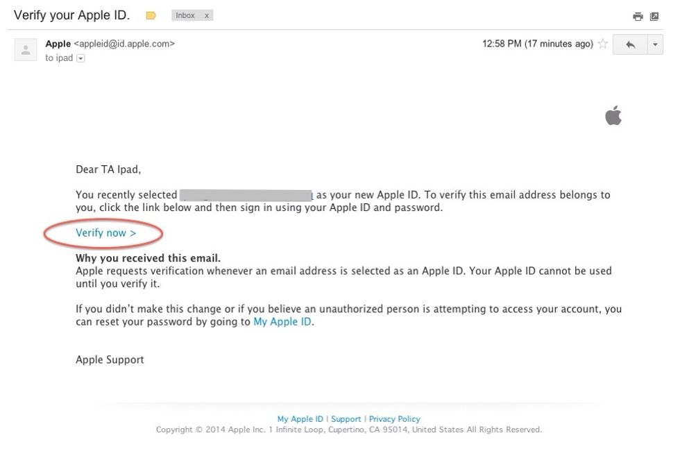Here's what the email will look like. Click on the link shown above.