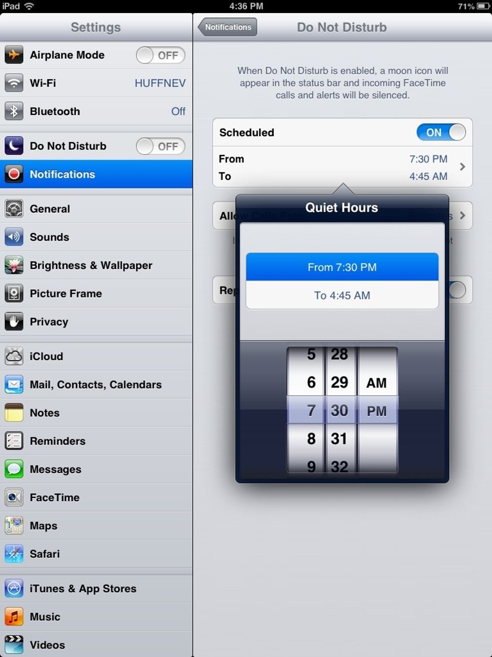 Here, set up your times.  Let's say you need good sleep from 7:30 to 4:45.