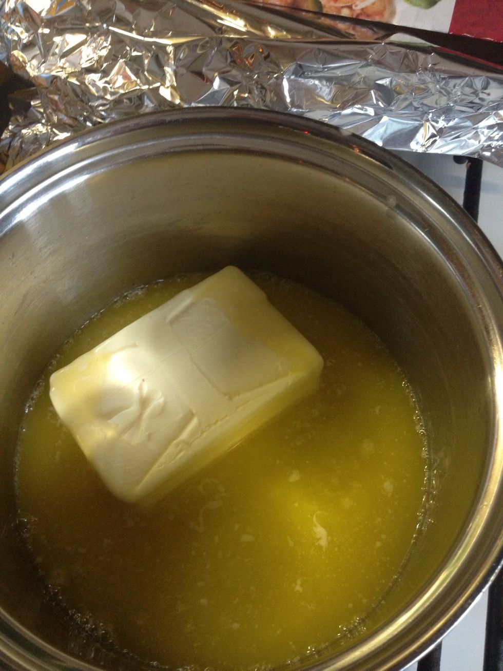 Here the butter is starting to melt, stir frequently.