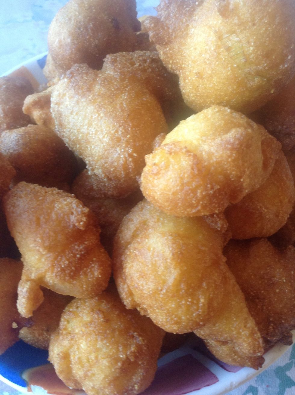 Here they are! So delicious - crispy on the outside, fluffy on the inside.