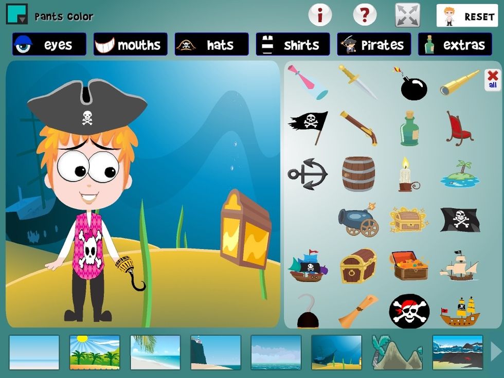 Here we are using screenshots or images from the Dress a Pirate Boy/Girl app. We are importing these from the camera roll into My Story.