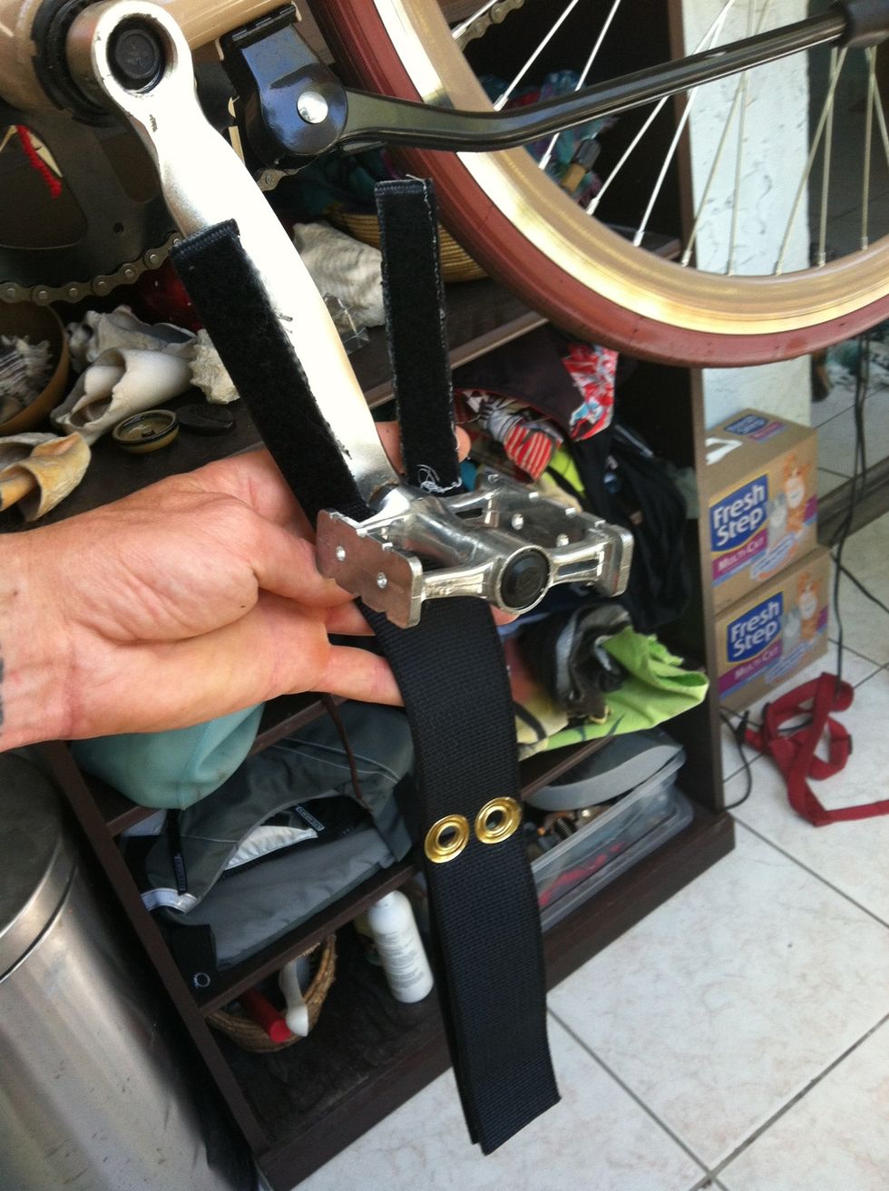 Here we go. Start to wrap your pedal.