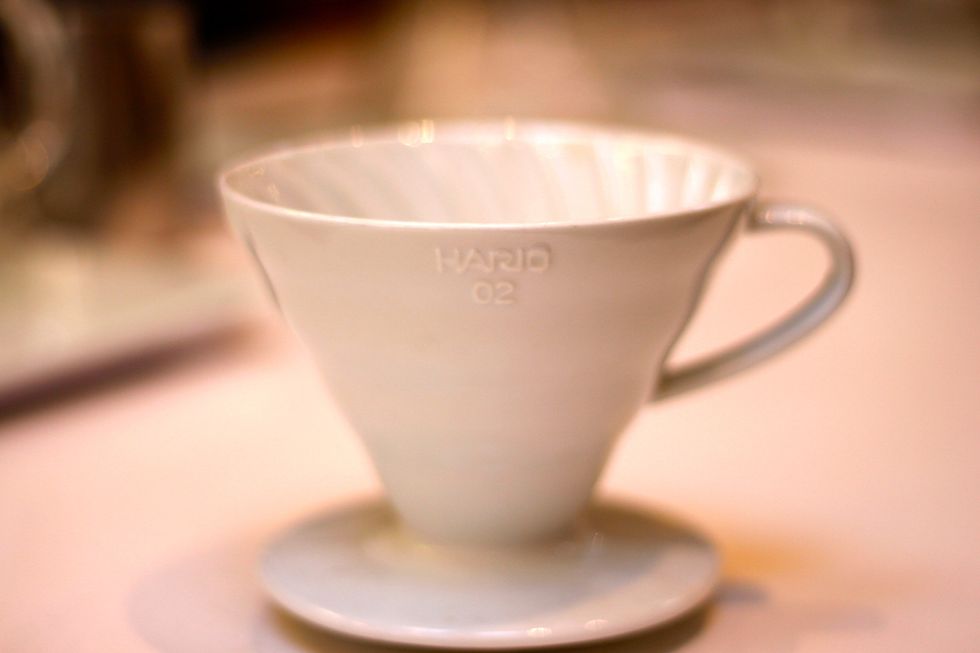 Here we have a Hario V60 brewer. We selected this model for several reasons.