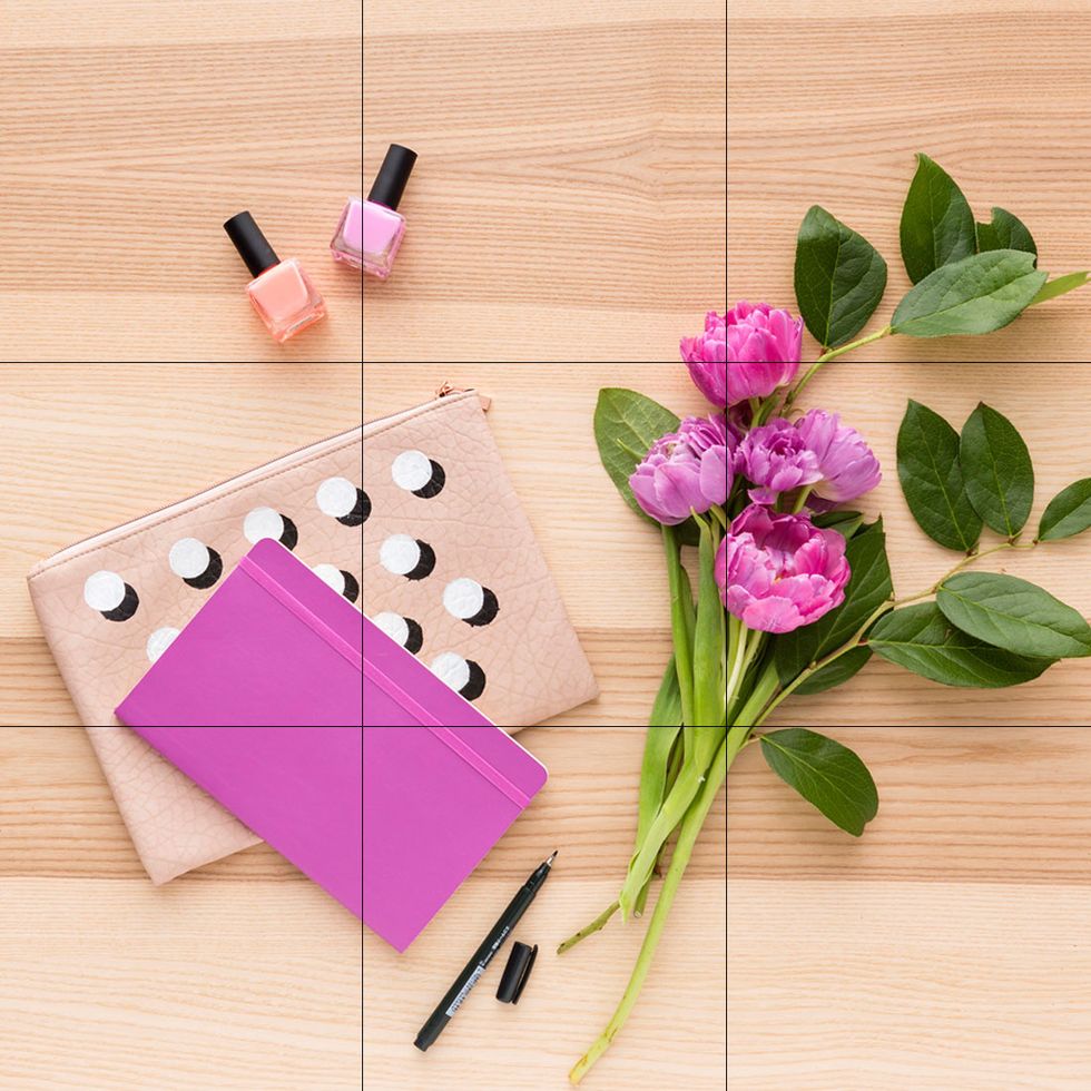 Here, we placed the flowers along the right vertical line. This will give your shot more balance and interest than if you were to put the object directly in the center or too close to the edges.