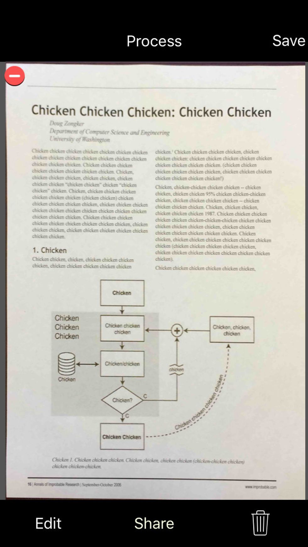 Here you can scroll left and right to see all your scanned pages. You can delete pages you decide you don't want anymore, edit the color, re-crop the pages and rotate the scanned pages.