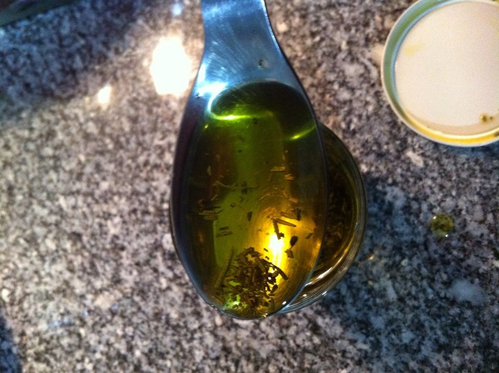 Here you can see the rosemary. Add the oil to a skillet, heat it