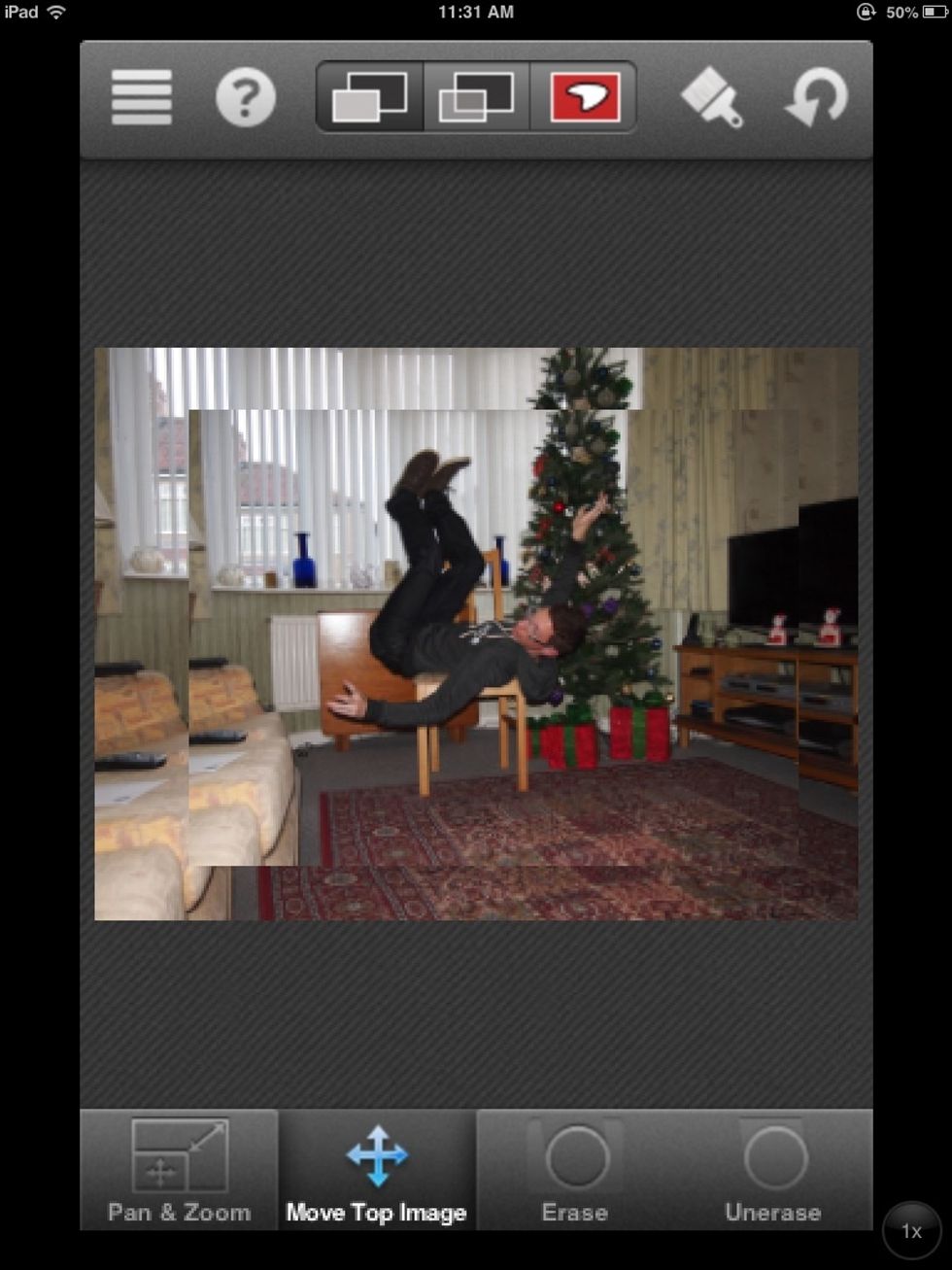 Here you can the two images atop one another. Notice how the top layer is of a small size. You can resize this image so that both lay exactly on top of each other.