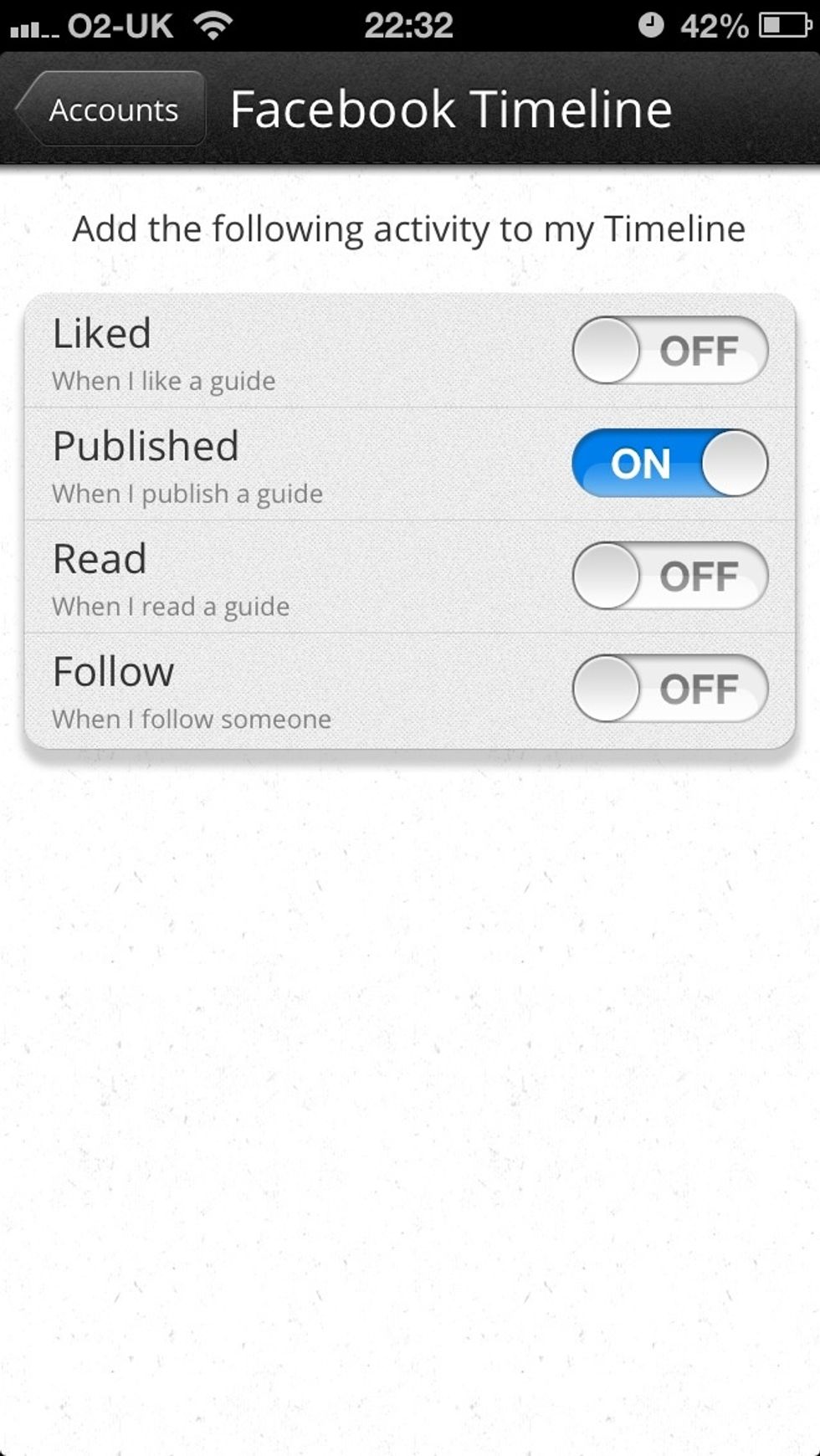 Here you can turn off posts .Just go back and snapguide will save your settings :) instagram chrisgriffin2001