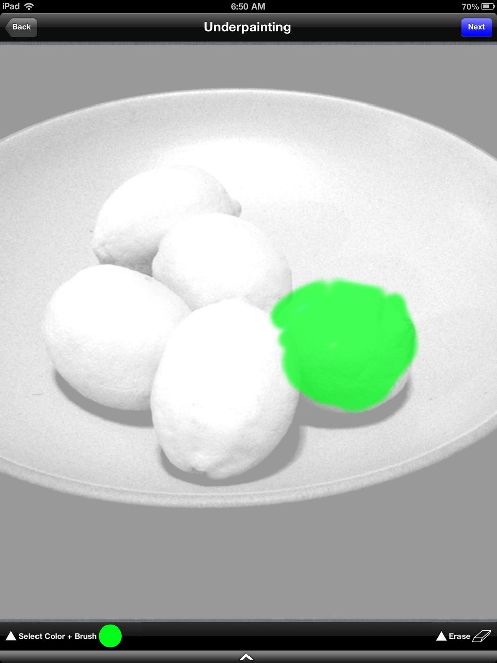 Here, you'll see a pale template of your image. Use it to create the underpainting upon which you'll print your negative.