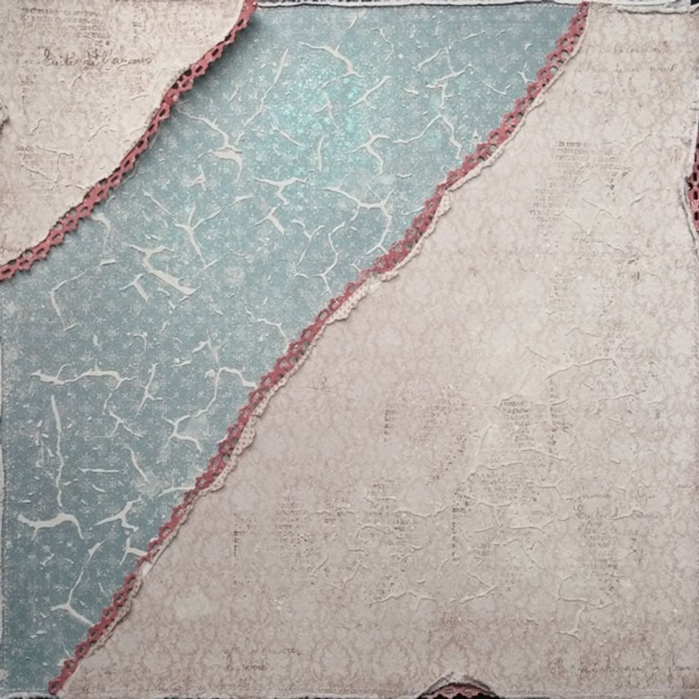 Here you see the result of me stamping and adding paste to my layout.