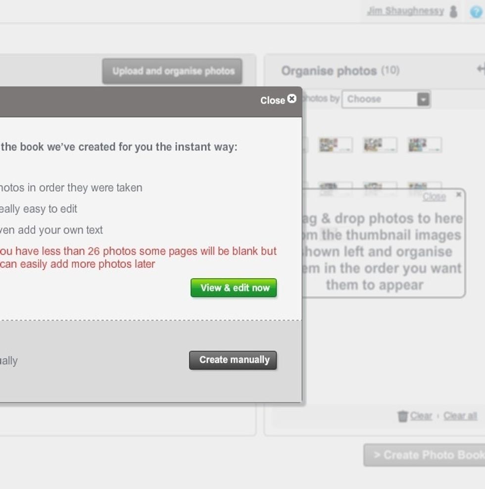 Here, you will be given the choice of an automatically or manually created book. Automatic is easier, manual gives you more control