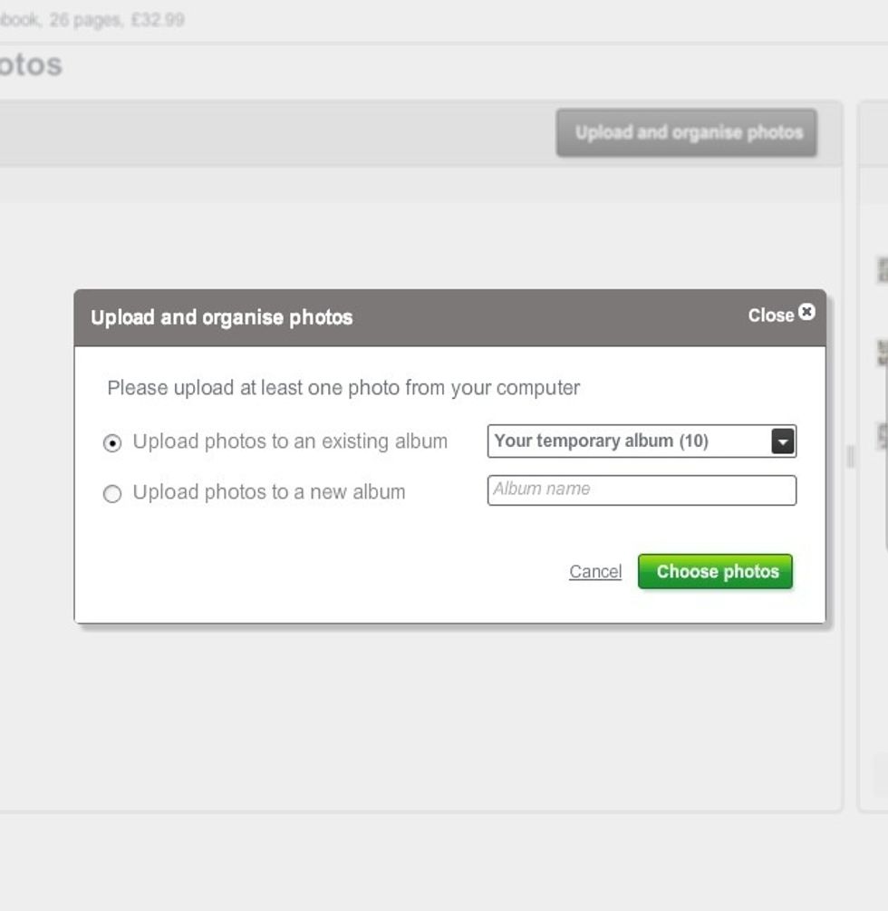 Here, you will be given the choice to upload new photos, or to select previously uploaded photos