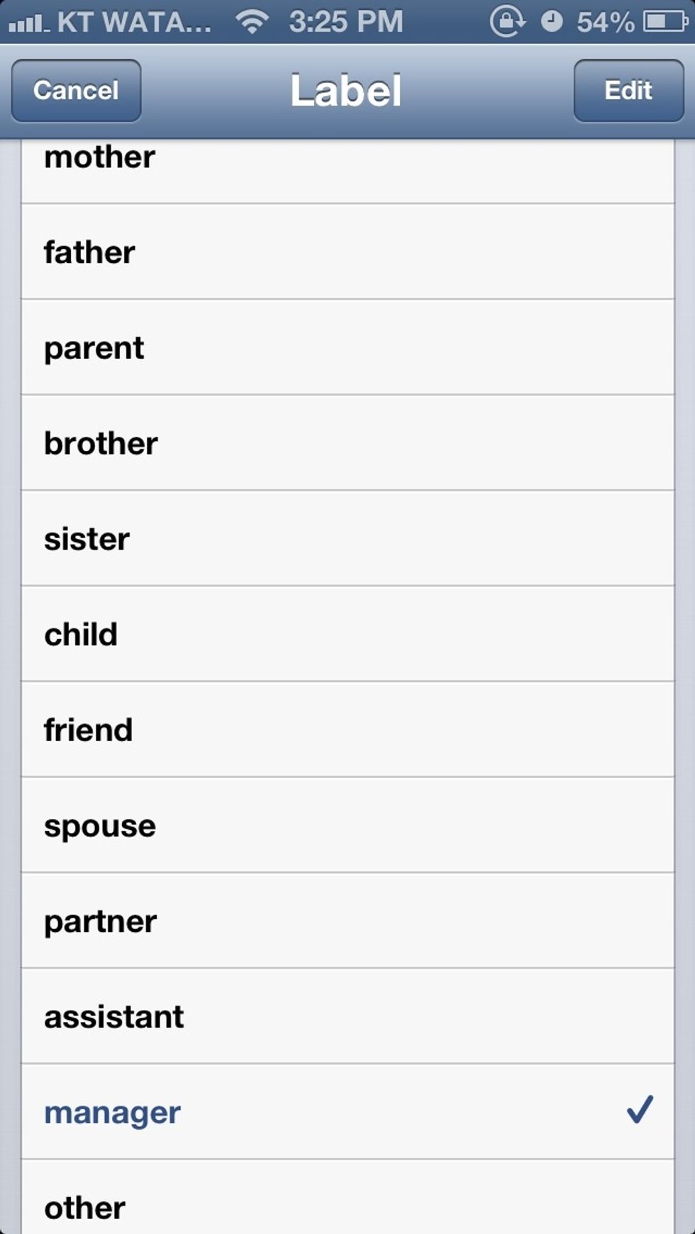 Here you will see a variety of relationships, choose one