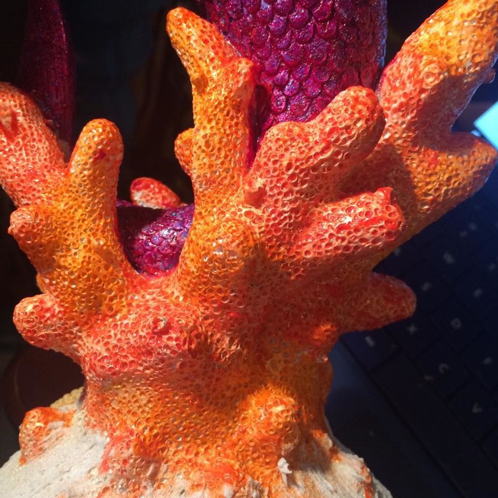 Heres a close up of the coral after I added both colors...