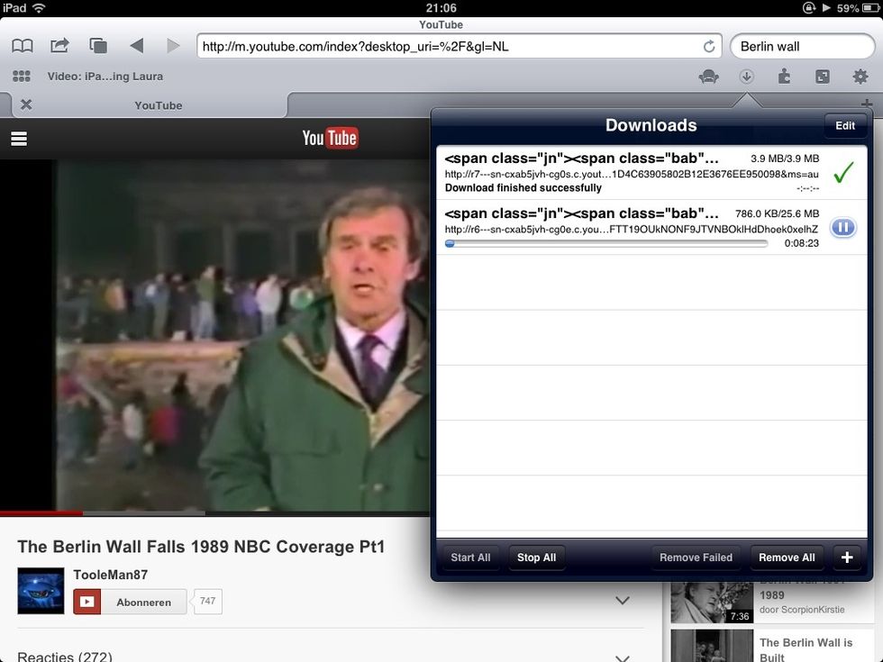 Het bestand wordt gedownload op je iPad.