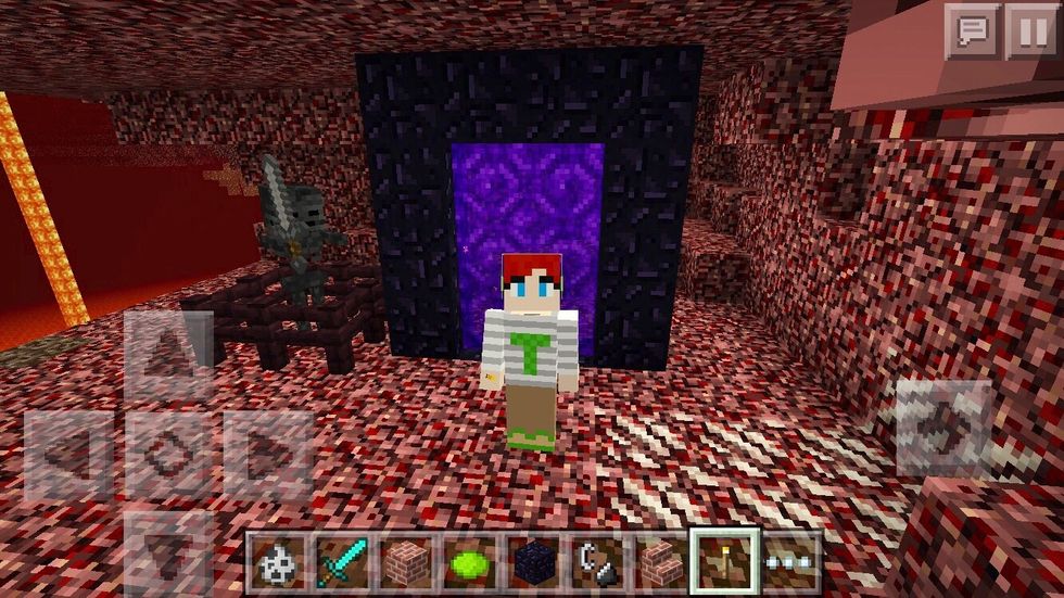 Hey guys I'm back! I'm going to show you how to make the nether portal on minecraft pe! Comment if you want to know how to make my friend in the backround, the wither skeleton! Its simple.