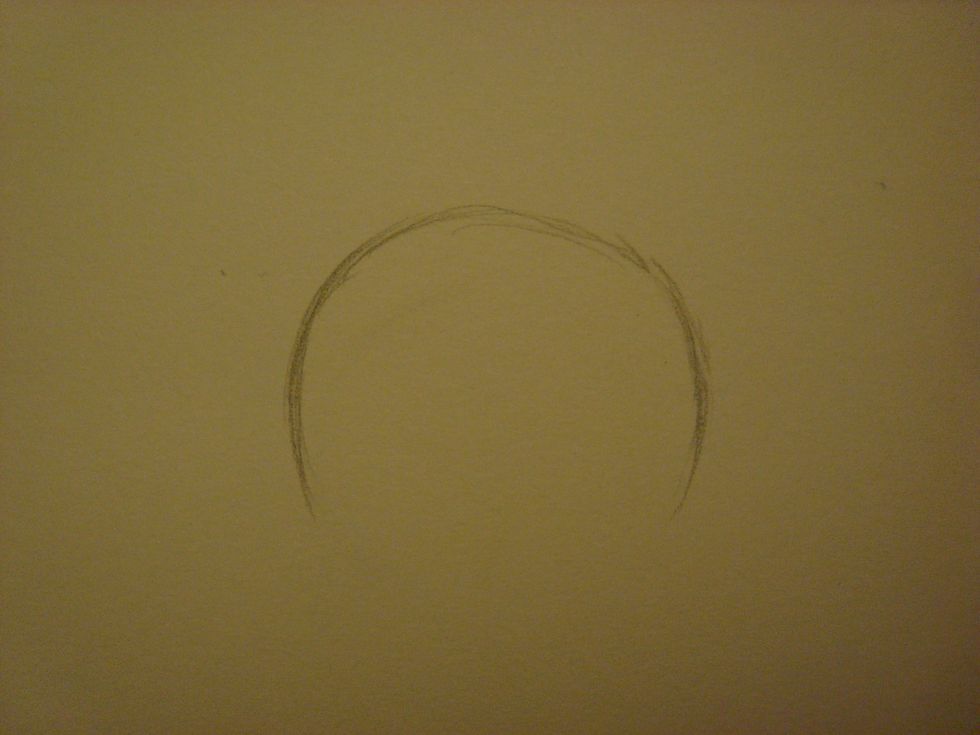 Hey guys! It's been like 2-3 years since I've done my first guide XD. Anyway, first you start with drawing a half circle that's a little more than half.