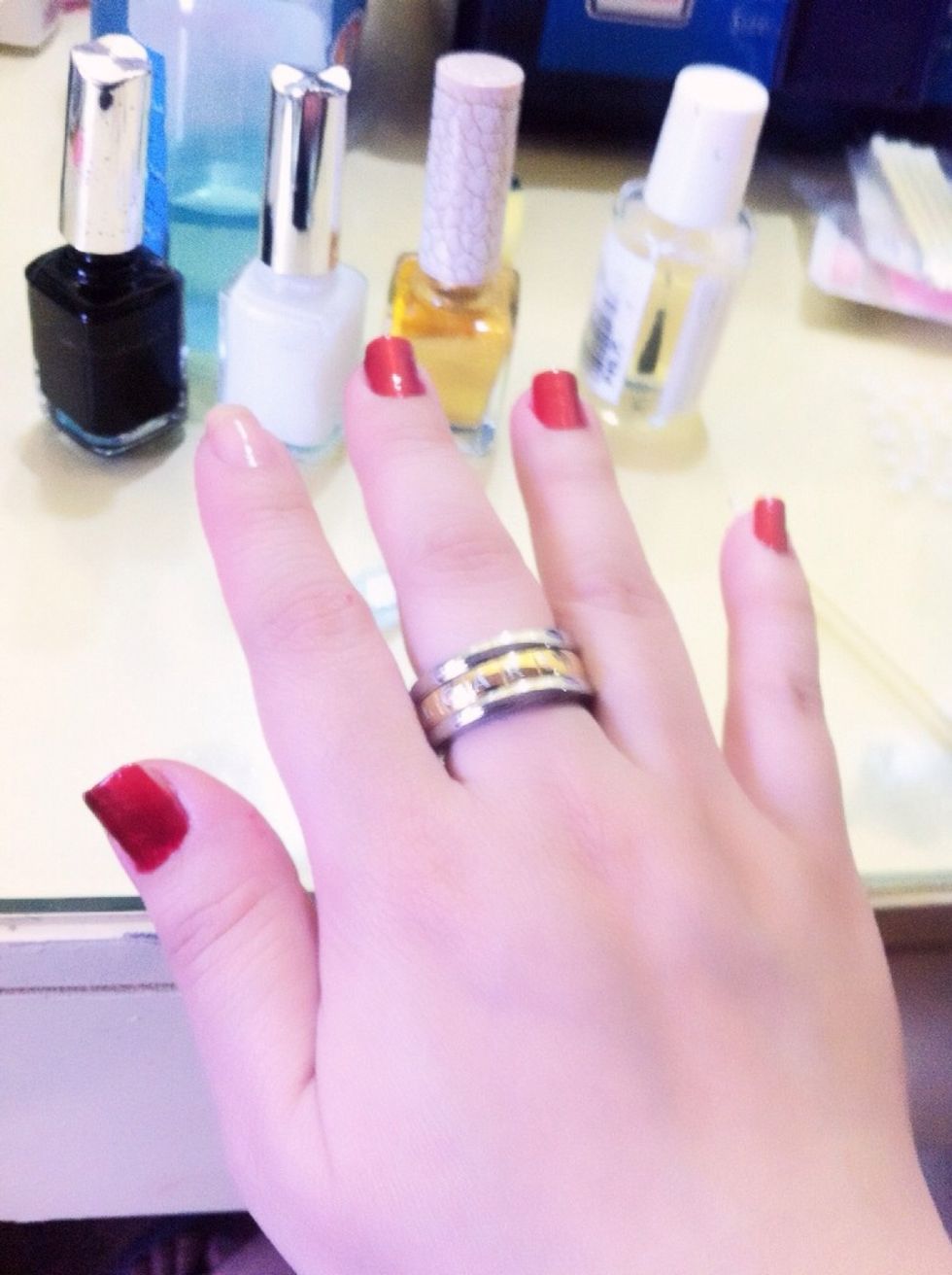 Hi Kikay's!Let's start 1st gather all your nail kikay polish, colored black,red, yellow/gold, white & transparent nail harderner/base coat :) 4get to take photo of d supplies :) Sorry for my hands :)