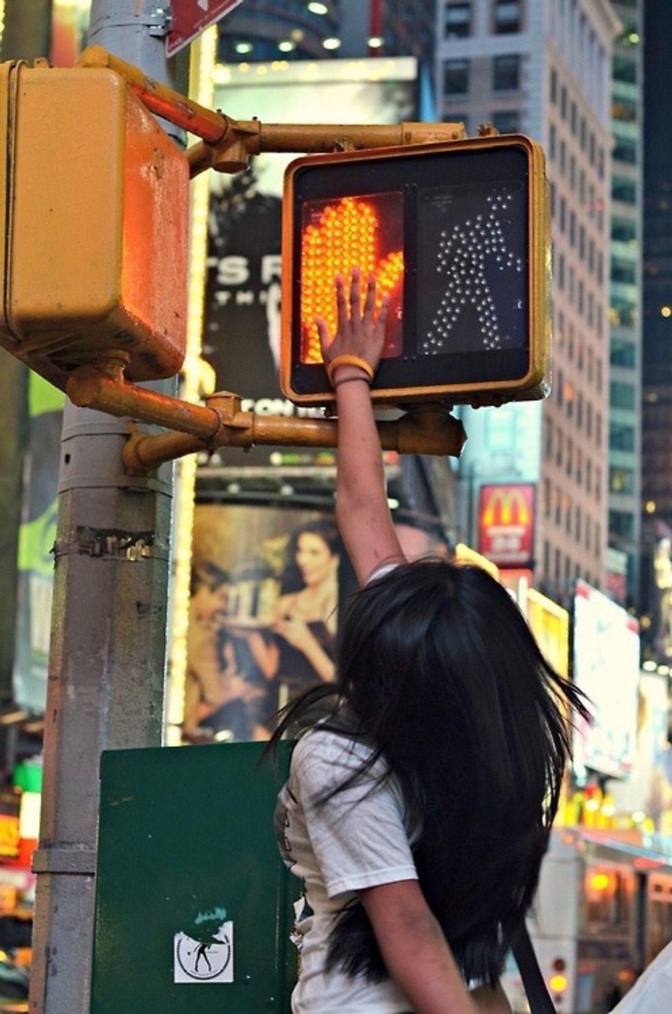 High five a street sign
