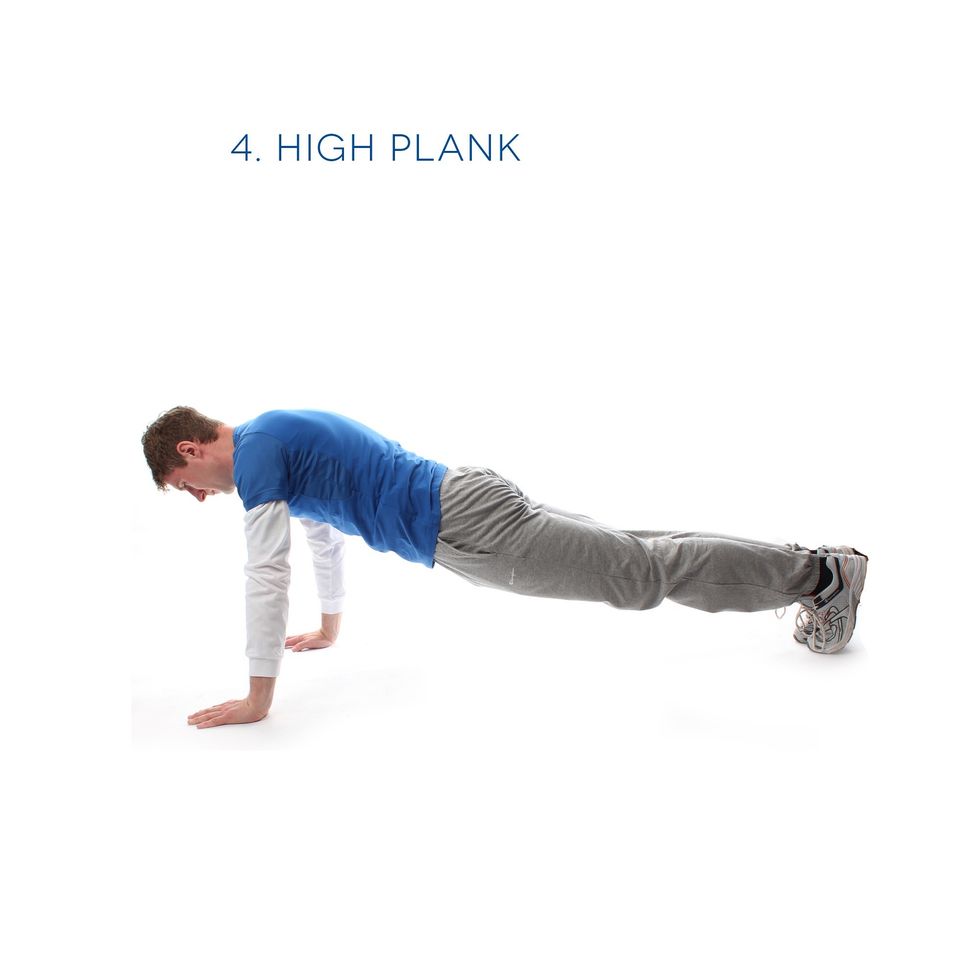 High Plank - This will help your core strength. Set up as you did for the press ups and hold the top position for 45 secs