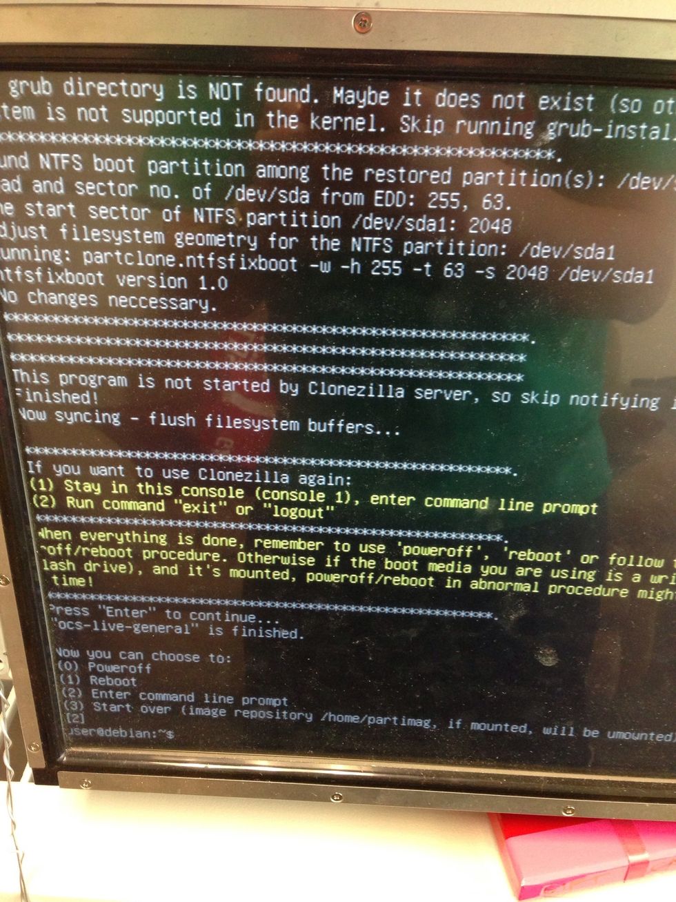 Hit enter and 1 to reboot.   When the screen goes off pull the usb