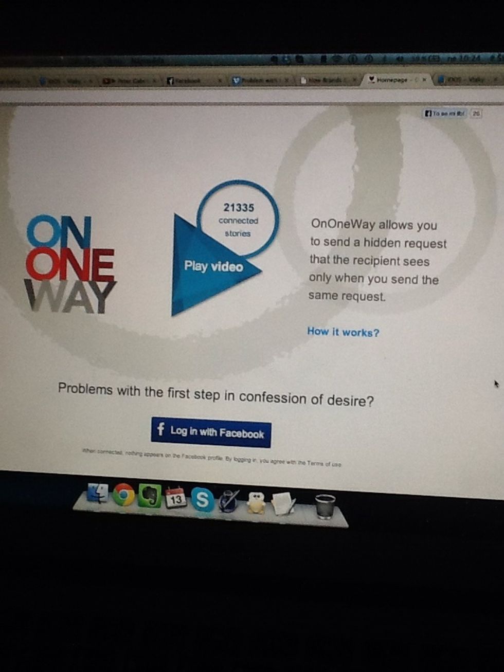 Hit OnOneWay.com and log in with Facebook