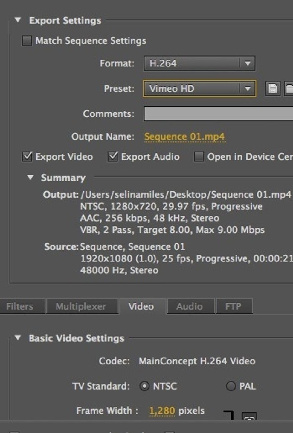 Hit the Export button and wait!