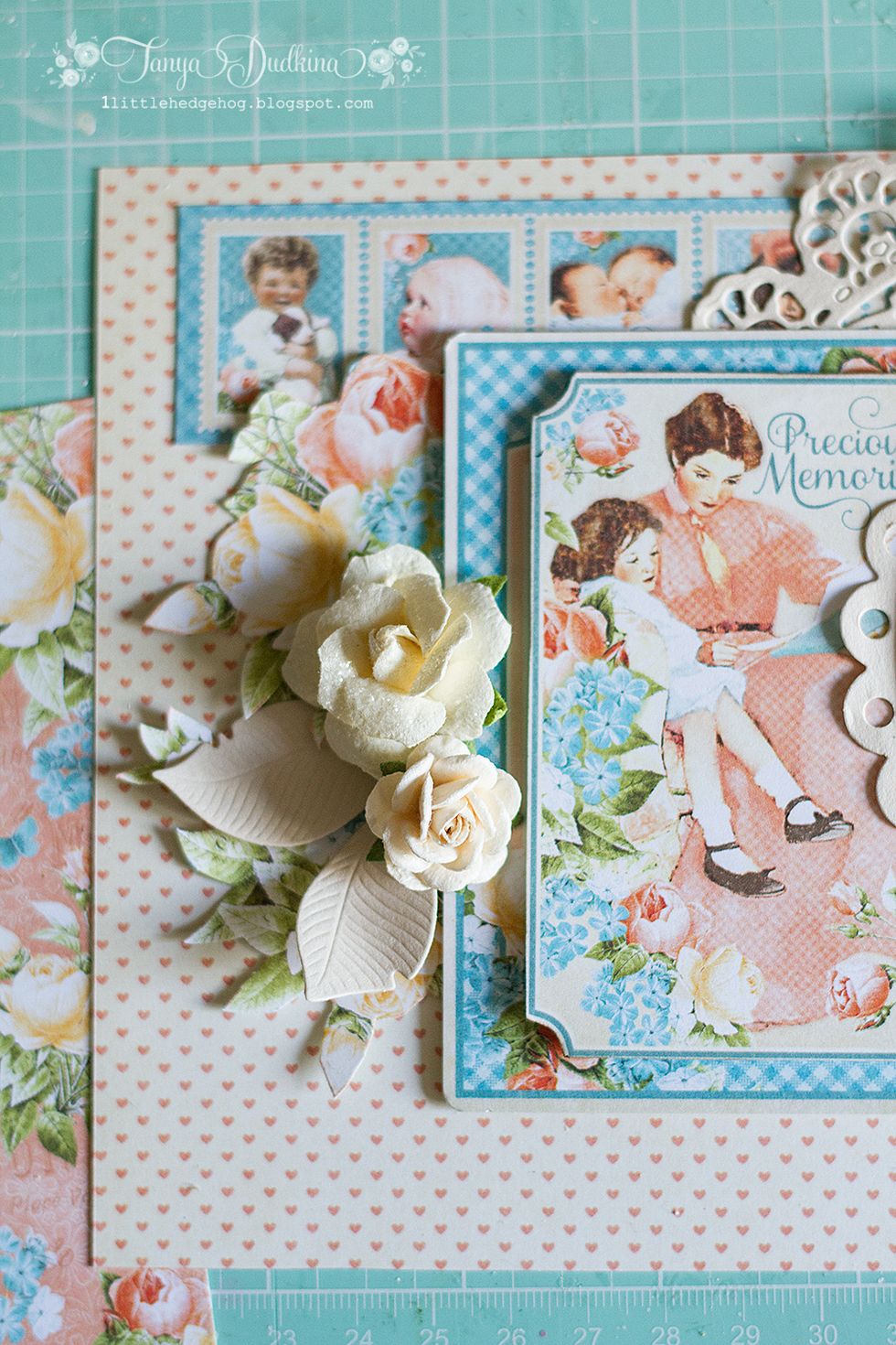 Ho about more flowers? I love these roses and little leaves. Each detail makes your card more interesting and fascinating