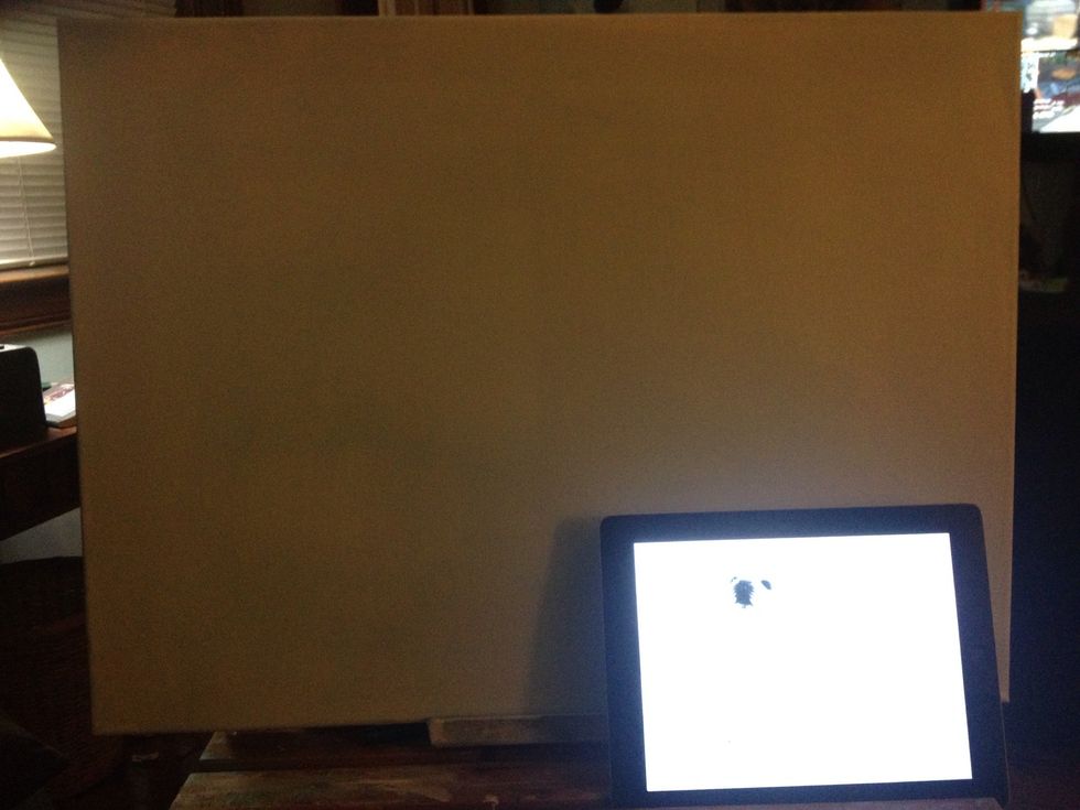 Hold your subject up to the canvas and sketch the basic figure onto the canvas using a fingernail.