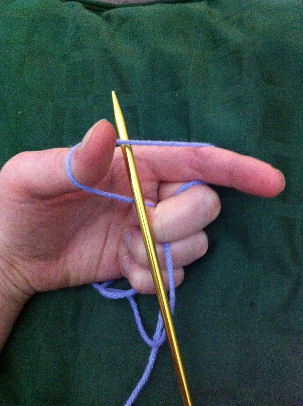 Holding the needle in your right hand insert the needle into the center of the triangle.