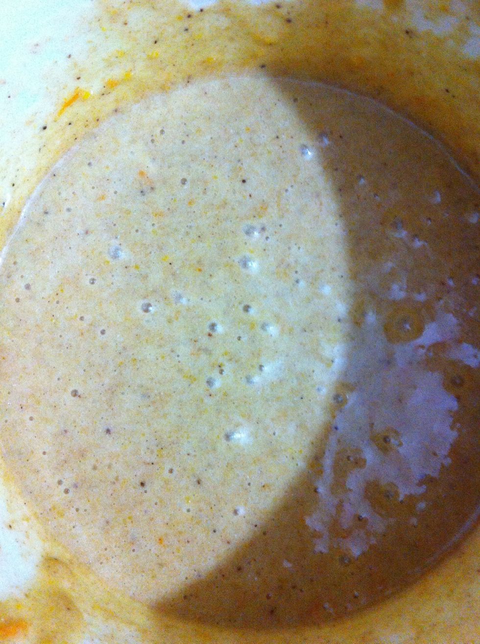 Homogeneous batter after marrying all ingredients. Time to bake