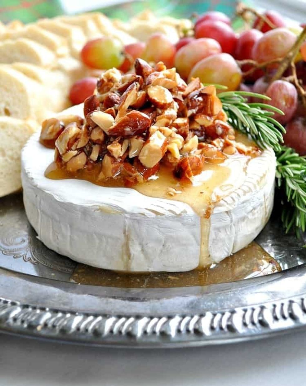 Honey Almond Baked Brie Christmas Dinner Idea