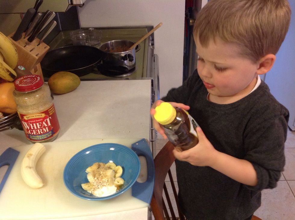 honey. key to making this a parfait instead of a bananary yoghurt mix.