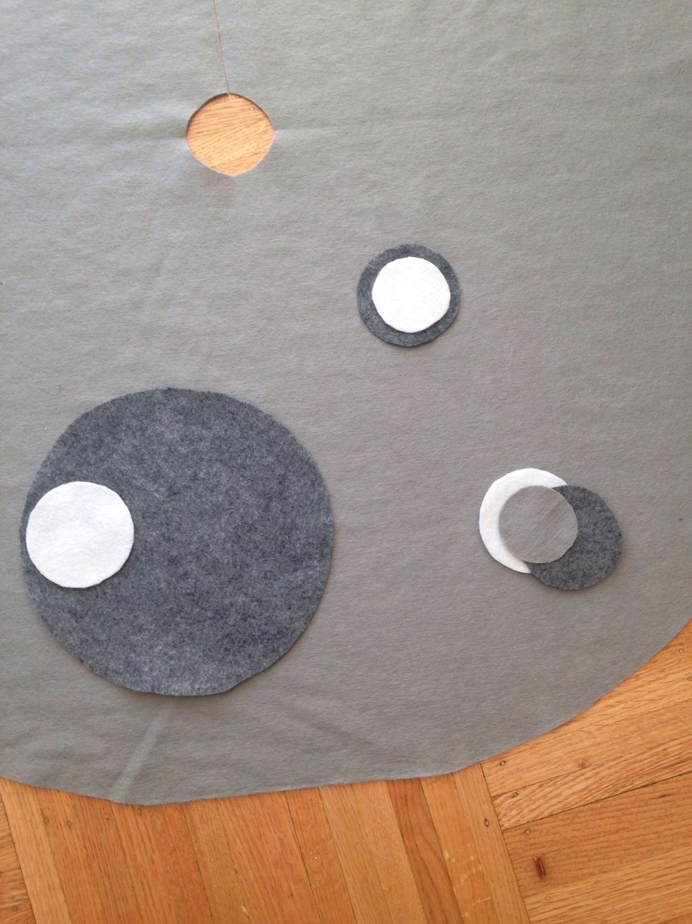 Hot glue everything down and voila! You have a tree skirt!