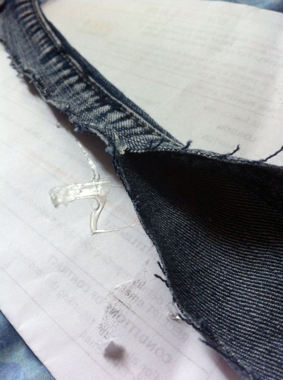 Hot glue gun all the way along the two long strips, to close the cuffs off so it will create the perfect strap \ud83d\udc4d
