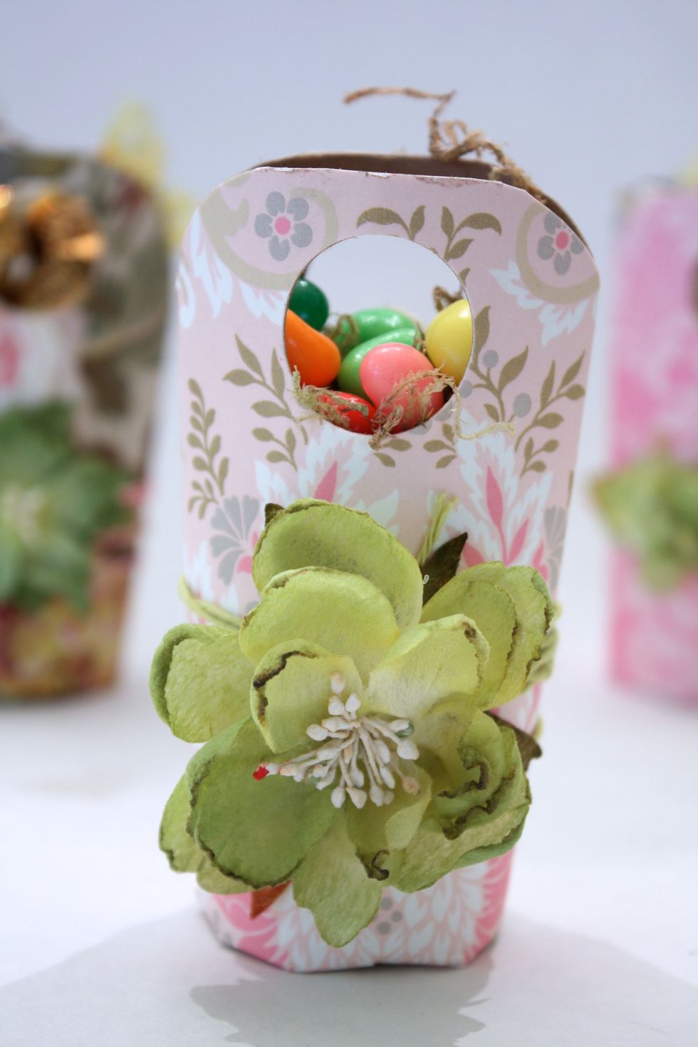 Hot glue on your Petaloo flowers! Stuff with easter grass, moss, or paper krinkles
