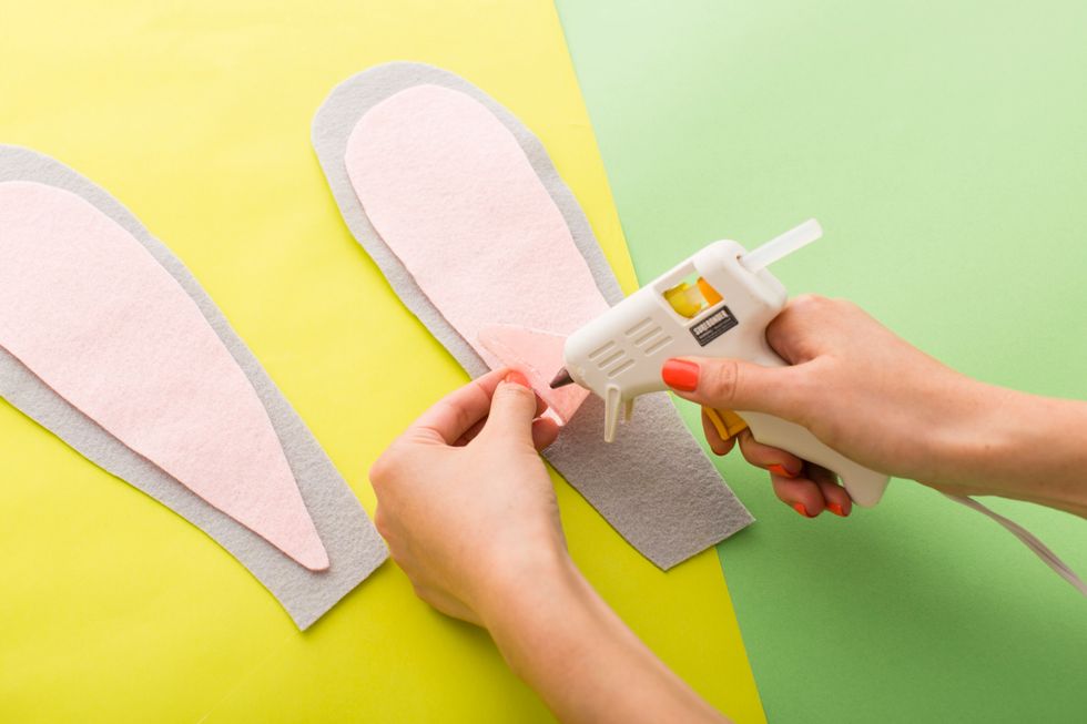 Hot glue the pieces.