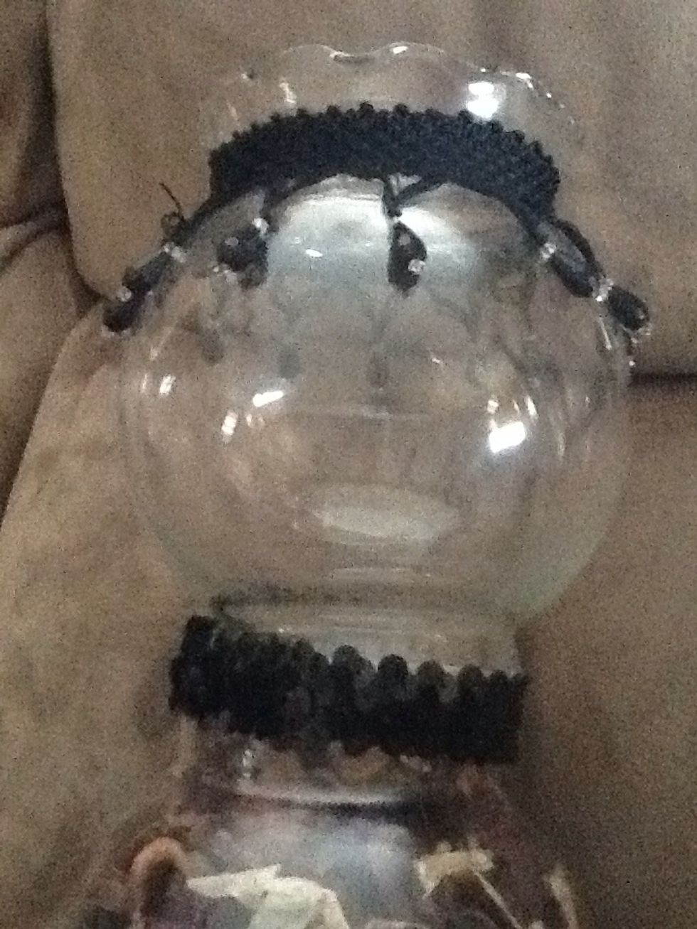 Hot glue your ribbons on if you add lace under it to add a classy look