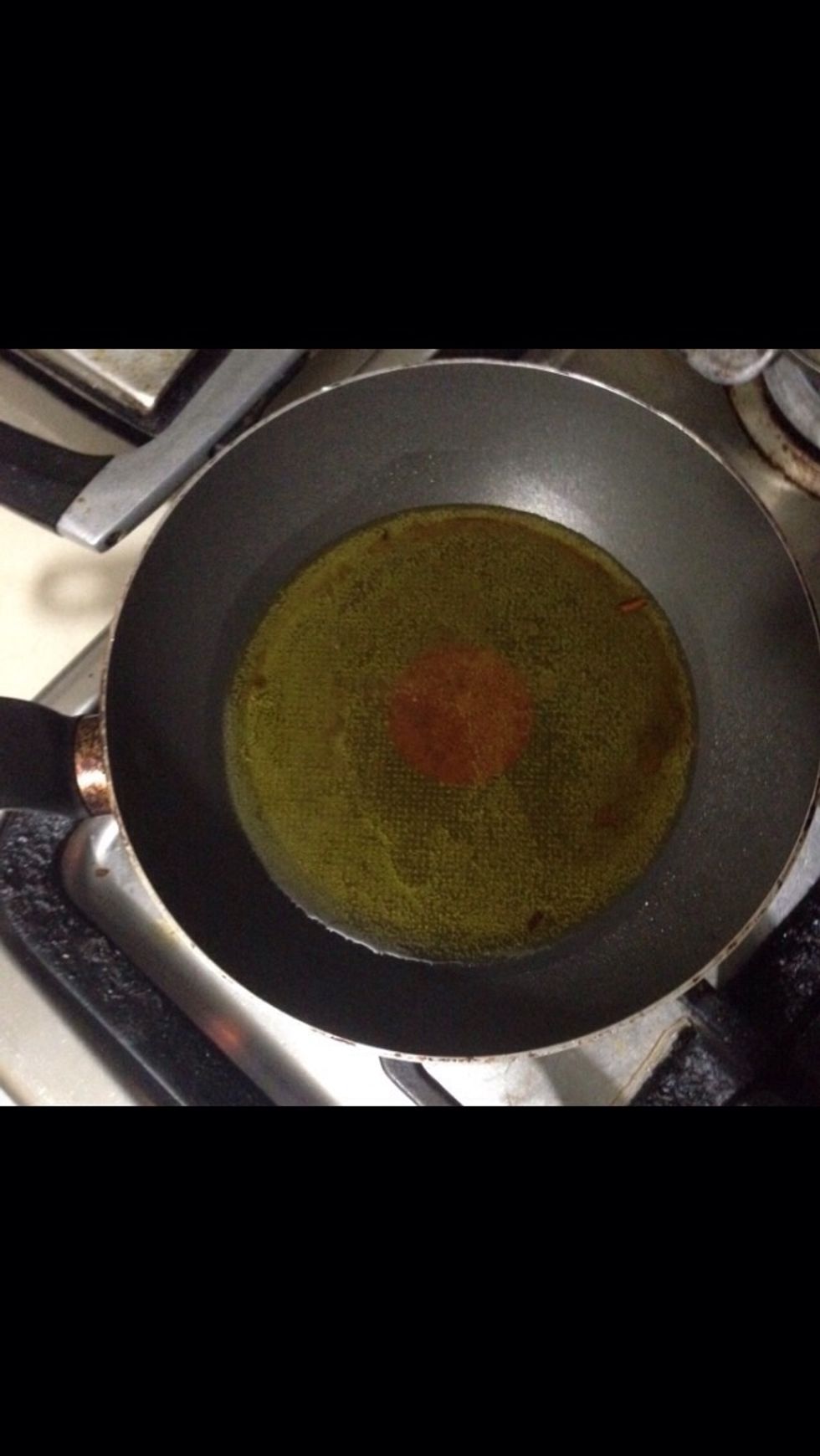 Hot pan with olive oil or any kind of oil