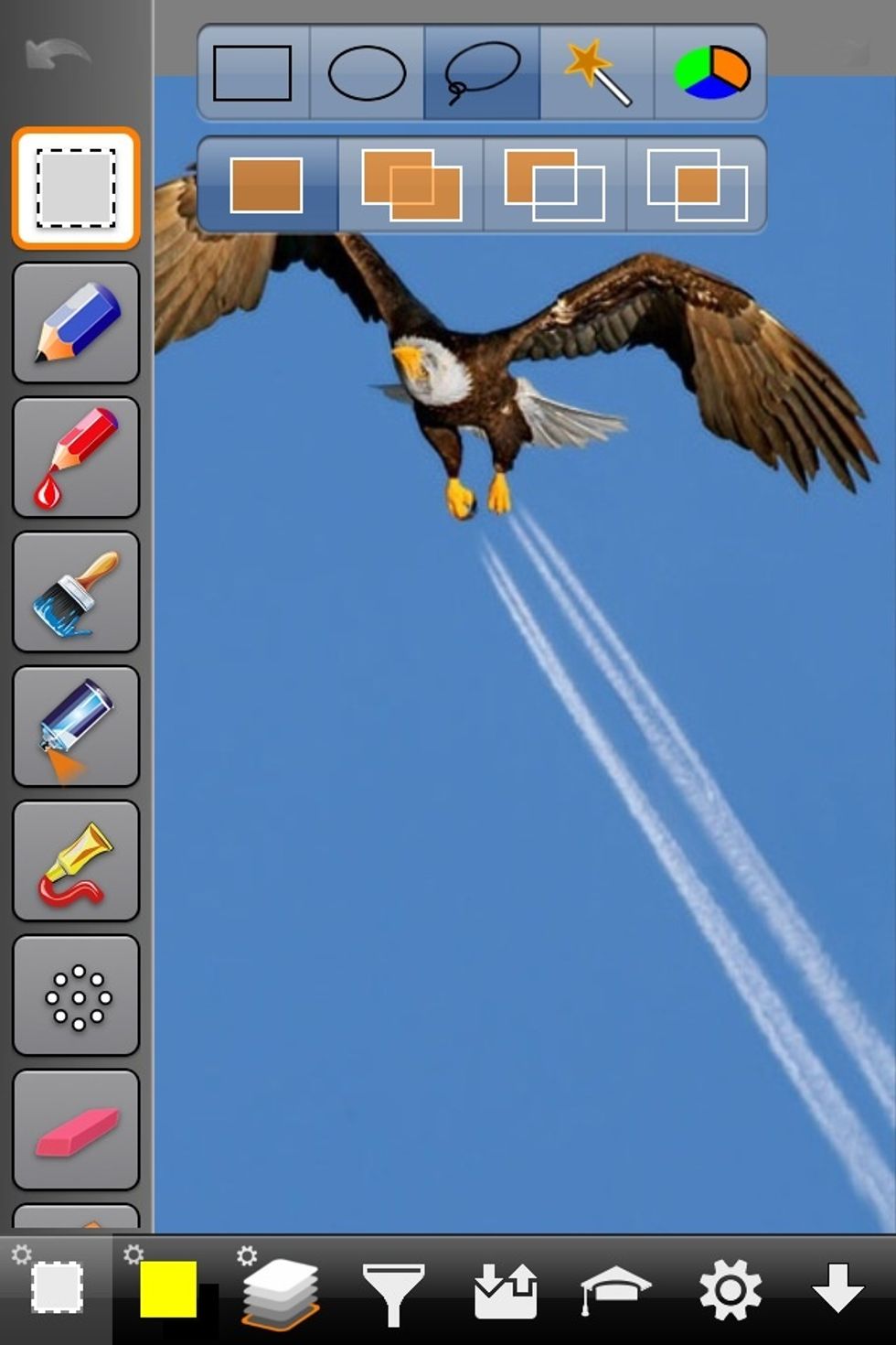 How is feather useful? Well it has many uses but it's especially useful in cleaning up images. For example if I wanted to get rid of everything on the image but the eagle.