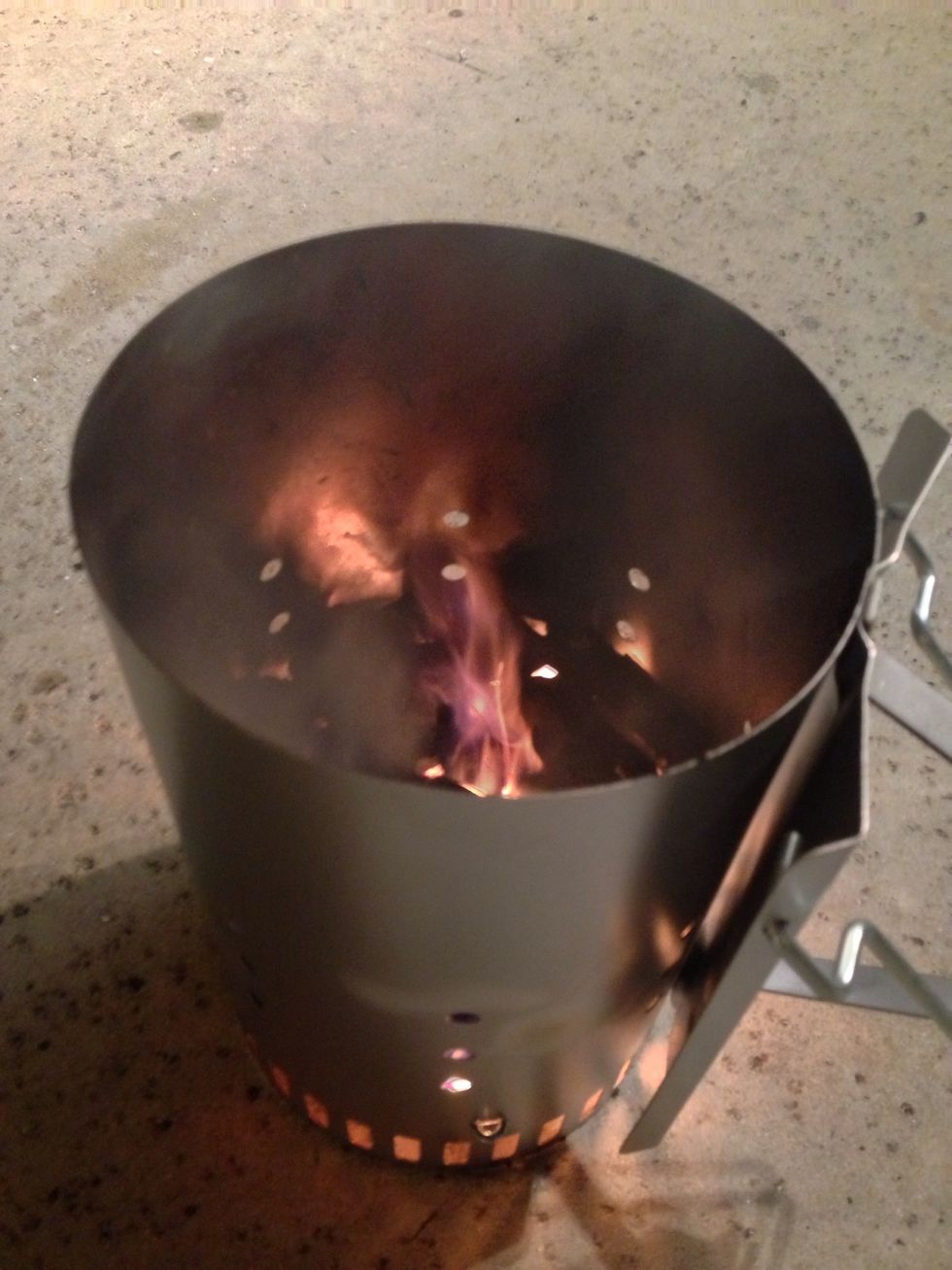 How long it will take depends upon the thickness but it should be anywhere from 20-45 minutes on indirect heat. 15 minutes before its done prep another half chimney of charcoal for direct heat.