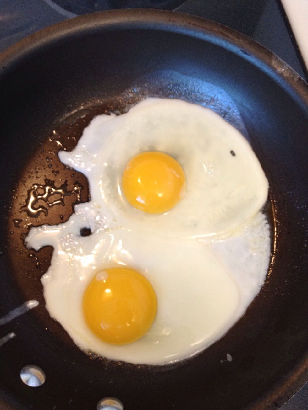 How opaque you let the egg white get is a matter of taste. I like mine fairly runny so as soon as it starts to thicken I make my move...