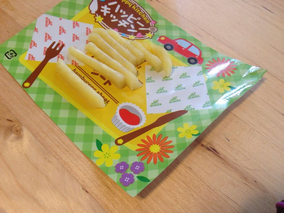 How realistic!!! Fries are done!! **extra info** Popin Cookin kits are made out of natural flavorings and colorings-- No Red No.5 here!!! They use things like Beet juice and plant extracts for color