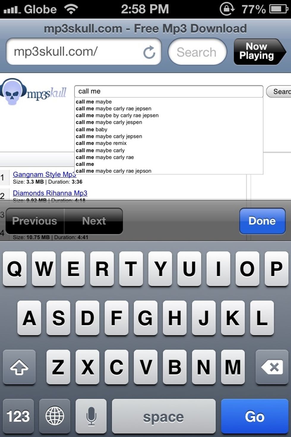 HOW TO DOWNLOAD: type on the search bar. if your typing a song it will automatically generate a match on what your typing.