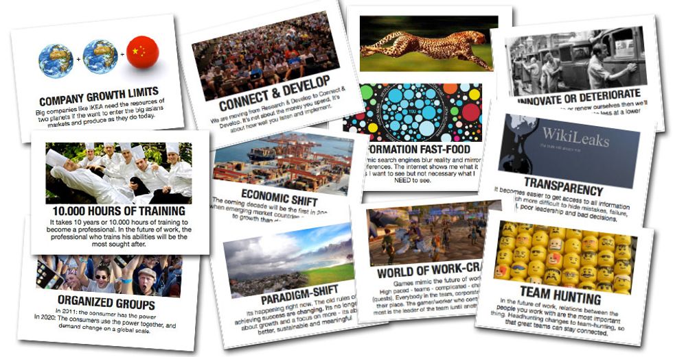 How to make The One Trendcard: A good trendcard has a catchy titel, a spot on illustration and a short description that captures the essence of an otherwise complex message.