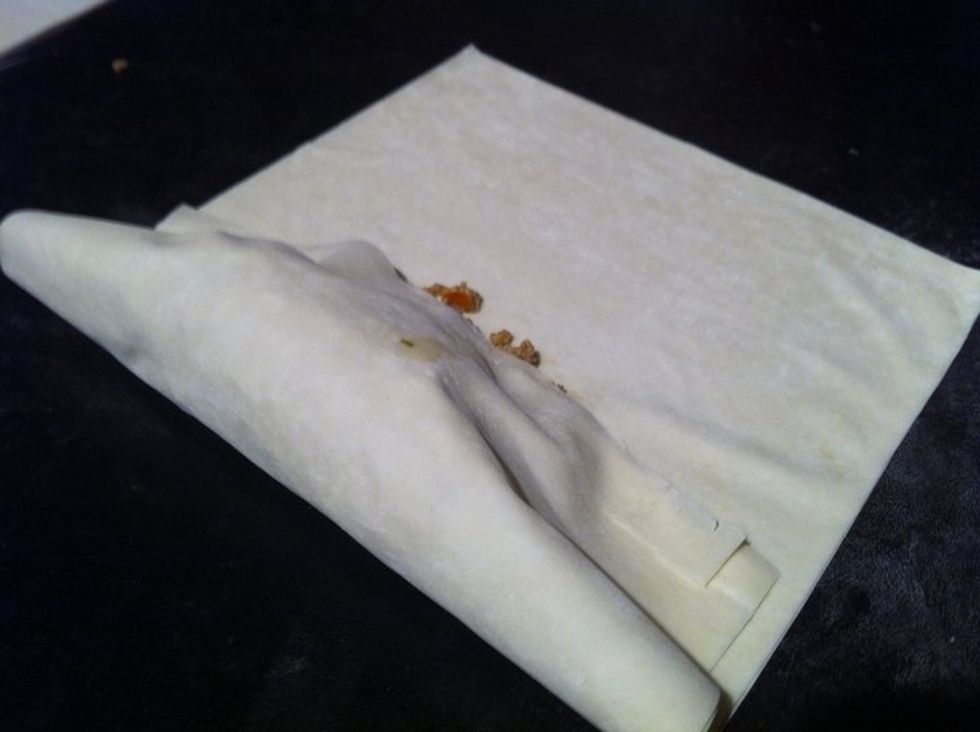 How to Wrap: Fold over from the longest end to just over your filling.