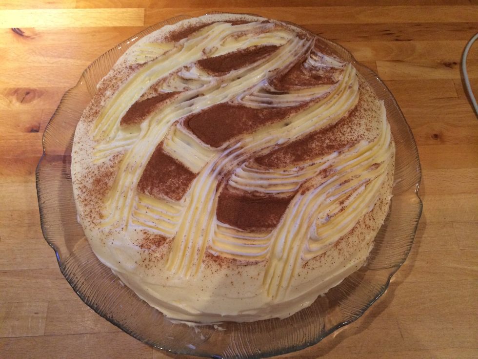 However if you want the cake to look like more fun then add cinnamon and then use a fork to make a pattern.