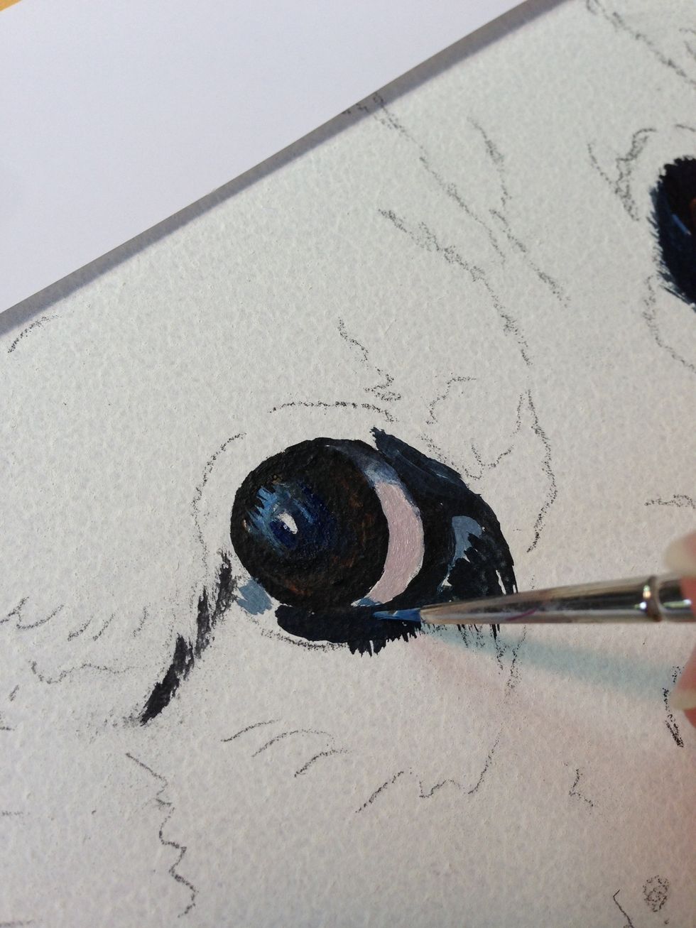 Hurley is showing the whites of his eyes, but if you study the photo you'll notice the "whites" are ever so slightly pink. 90% of being an artist is SEEING!